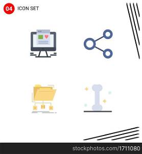 Universal Icon Symbols Group of 4 Modern Flat Icons of computer, data, connect, sharing, folder Editable Vector Design Elements