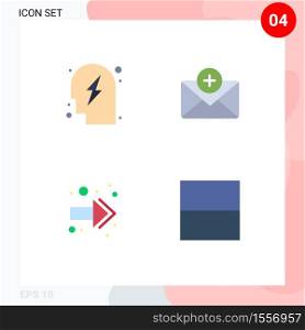 Universal Icon Symbols Group of 4 Modern Flat Icons of head, right, power, mail, interface Editable Vector Design Elements