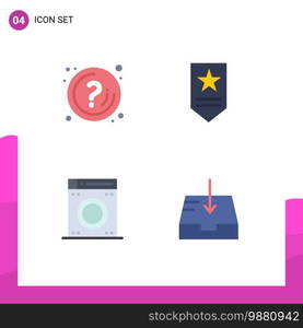 Universal Icon Symbols Group of 4 Modern Flat Icons of help, machine, info, military, mail Editable Vector Design Elements