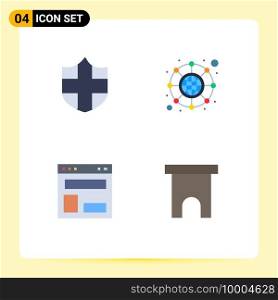 Universal Icon Symbols Group of 4 Modern Flat Icons of protection, website, connection, blog layout, building Editable Vector Design Elements