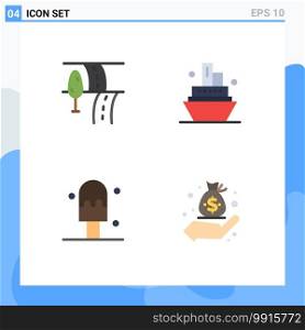 Universal Icon Symbols Group of 4 Modern Flat Icons of road, finance, cruise, cream, management Editable Vector Design Elements