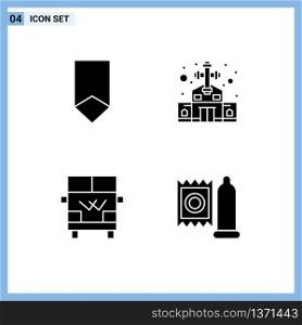 Universal Icon Symbols Group of 4 Modern Solid Glyphs of achievement, transport, medal, catholic, van Editable Vector Design Elements