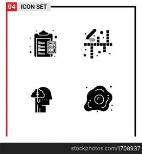 Universal Icon Symbols Group of 4 Modern Solid Glyphs of calculate, borrowing ideas, duties, art, catch Editable Vector Design Elements
