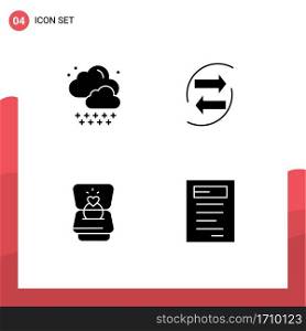 Universal Icon Symbols Group of 4 Modern Solid Glyphs of cloud, ring, chang, exchang, heart Editable Vector Design Elements