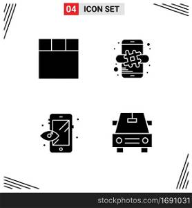 Universal Icon Symbols Group of 4 Modern Solid Glyphs of grid, car, marketing, creative, Layer 1 Editable Vector Design Elements