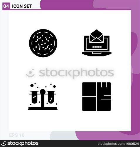 Universal Icon Symbols Group of 4 Modern Solid Glyphs of halloween, test, worm, mail, architecture Editable Vector Design Elements