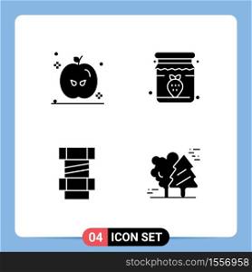 Universal Icon Symbols Group of 4 Modern Solid Glyphs of holiday, engineering, jam, breakfast, arctic Editable Vector Design Elements
