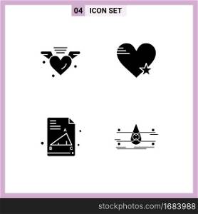 Universal Icon Symbols Group of 4 Modern Solid Glyphs of loving, back to school, wedding, love, exam paper Editable Vector Design Elements