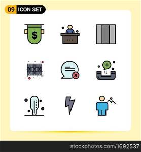 Universal Icon Symbols Group of 9 Modern Filledline Flat Colors of chat, files, student, furniture, cabinet Editable Vector Design Elements