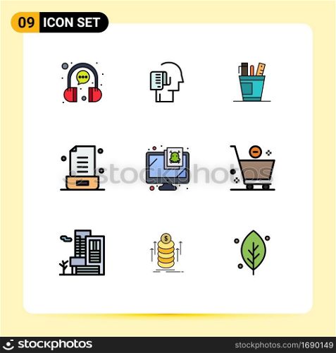 Universal Icon Symbols Group of 9 Modern Filledline Flat Colors of email, supply, schedule, supplies, office Editable Vector Design Elements