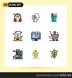 Universal Icon Symbols Group of 9 Modern Filledline Flat Colors of email, supply, schedule, supplies, office Editable Vector Design Elements