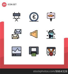 Universal Icon Symbols Group of 9 Modern Filledline Flat Colors of envelope, contact us, wireless, contact, holiday Editable Vector Design Elements