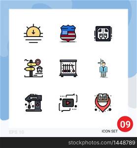 Universal Icon Symbols Group of 9 Modern Filledline Flat Colors of home, board, alcohol, sign, drinks Editable Vector Design Elements