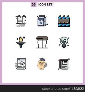 Universal Icon Symbols Group of 9 Modern Filledline Flat Colors of light, table, table, interior, training Editable Vector Design Elements