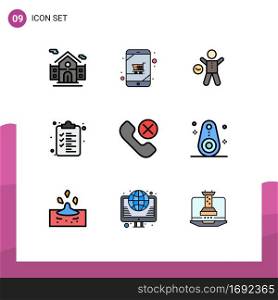 Universal Icon Symbols Group of 9 Modern Filledline Flat Colors of mobile, call, gym, clipboard, web Editable Vector Design Elements