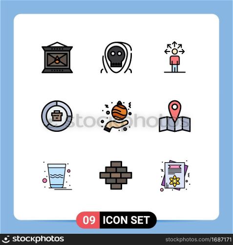 Universal Icon Symbols Group of 9 Modern Filledline Flat Colors of report, data, monster, business, human Editable Vector Design Elements