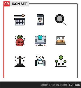 Universal Icon Symbols Group of 9 Modern Filledline Flat Colors of store, online, recycle, fruit, food Editable Vector Design Elements