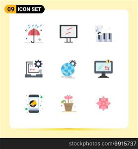 Universal Icon Symbols Group of 9 Modern Flat Colors of business, laptop, accordion, development, coding Editable Vector Design Elements