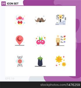 Universal Icon Symbols Group of 9 Modern Flat Colors of entertainment, religious, award, muslim, prize Editable Vector Design Elements