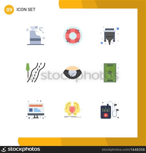 Universal Icon Symbols Group of 9 Modern Flat Colors of face, travel, preserver, route, hdmi Editable Vector Design Elements