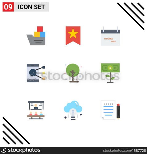 Universal Icon Symbols Group of 9 Modern Flat Colors of farm, phone, calendar, mobile, connect Editable Vector Design Elements