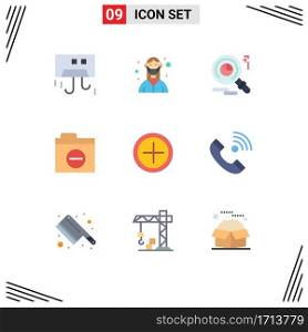 Universal Icon Symbols Group of 9 Modern Flat Colors of interface, detail, medical, negative, markiting Editable Vector Design Elements