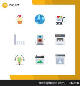 Universal Icon Symbols Group of 9 Modern Flat Colors of loudspeaker, signal, cart, phone, trolley Editable Vector Design Elements