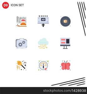 Universal Icon Symbols Group of 9 Modern Flat Colors of manage, work, no, progress, case Editable Vector Design Elements