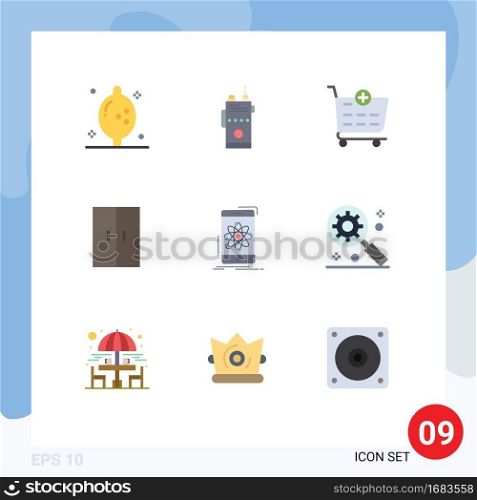 Universal Icon Symbols Group of 9 Modern Flat Colors of mobile, data, checkout, wardrobe, home Editable Vector Design Elements