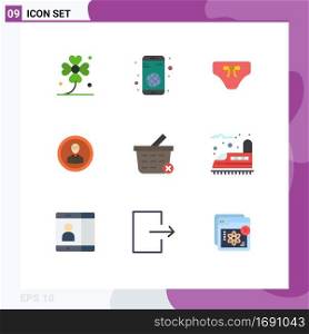 Universal Icon Symbols Group of 9 Modern Flat Colors of person, human, mobile, business, clothing Editable Vector Design Elements