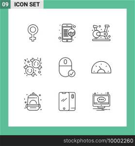 Universal Icon Symbols Group of 9 Modern Outlines of devices, computers, exercise, sweet, christmas Editable Vector Design Elements