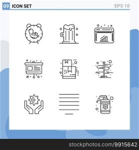 Universal Icon Symbols Group of 9 Modern Outlines of ecommerce, presentation, chart, easel, art Editable Vector Design Elements