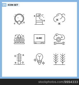 Universal Icon Symbols Group of 9 Modern Outlines of formula, board, product, plant, lotus Editable Vector Design Elements