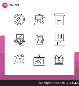 Universal Icon Symbols Group of 9 Modern Outlines of multiplayer, gaming, man, game, marketplace Editable Vector Design Elements