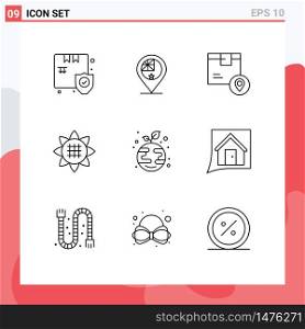 Universal Icon Symbols Group of 9 Modern Outlines of thanksgiving, flower, location, flora, placeholder Editable Vector Design Elements