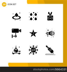 Universal Icon Symbols Group of 9 Modern Solid Glyphs of bangladesh, surveillance, bynny, security, cam Editable Vector Design Elements