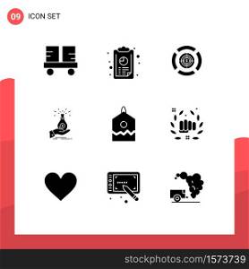 Universal Icon Symbols Group of 9 Modern Solid Glyphs of capital, hand, graph, bag, dollar Editable Vector Design Elements