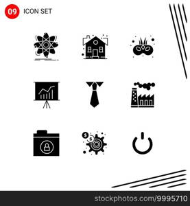 Universal Icon Symbols Group of 9 Modern Solid Glyphs of presentation, meeting, sweet home, lecture, carnival Editable Vector Design Elements