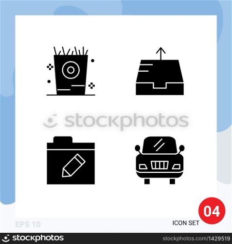 Universal Icon Symbols Group of Modern Solid Glyphs of fries, rename, party, send, vehicle Editable Vector Design Elements
