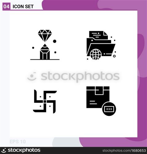 Universal Icon Symbols Group of Modern Solid Glyphs of gems, learning, pen, learning, church Editable Vector Design Elements