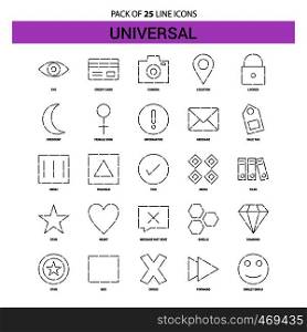 Universal Line Icon Set - 25 Dashed Outline Style
