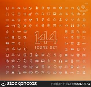 universal modern icons for web and mobile app, business, finance, multimedia, hipster style