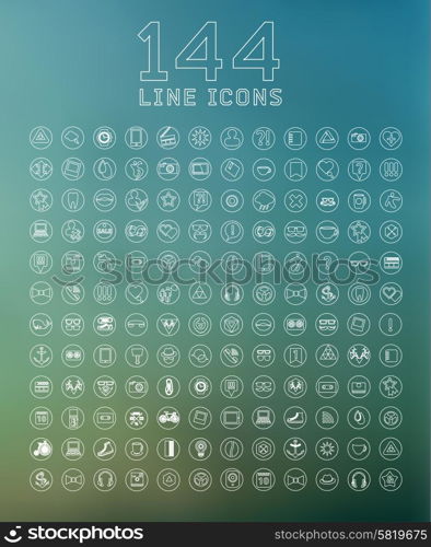 universal modern thin line icons for web and mobile app, business, finance, multimedia, hipster style