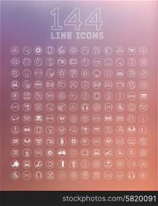 universal modern thin line icons for web and mobile app, business, finance, multimedia, hipster style