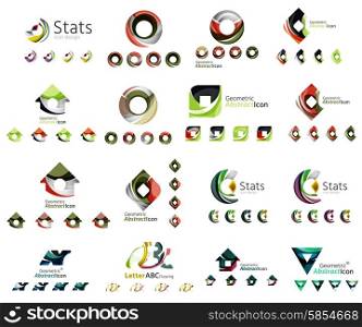 Universal set of abstract logos. Business, app, web design symbol template - loops, geometric shapes and other