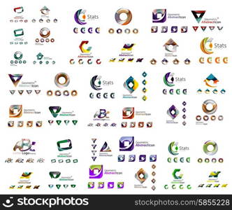 Universal set of abstract logos. Business, app, web design symbol template - loops, geometric shapes and other