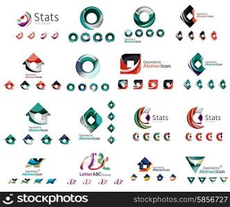 Universal set of abstract logos. Business, app, web design symbol template - loops, geometric shapes and other