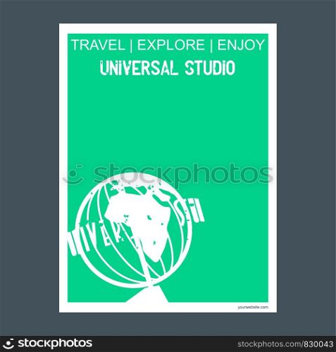 Universal studio Universal City, California monument landmark brochure Flat style and typography vector