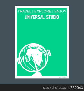 Universal studio Universal City, California monument landmark brochure Flat style and typography vector