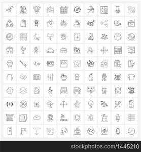 Universal Symbols of 100 Modern Line Icons of event, calendar, badminton, appointment, science Vector Illustration